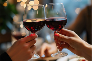 Couple Toasting with Red Wine, a Food & Drink Photo by Lermont51