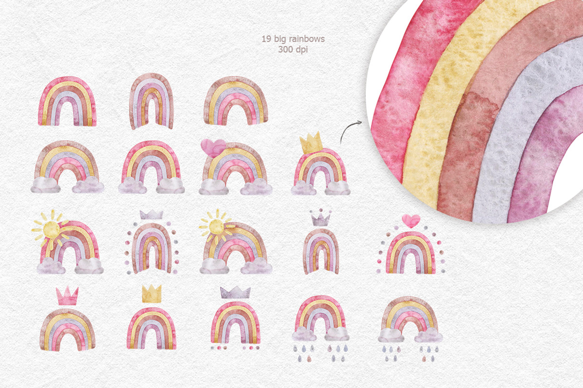 Rainbows and unicorns clipart, a Decorative Illustration by CreativeByLu (Photo 3 of 15)