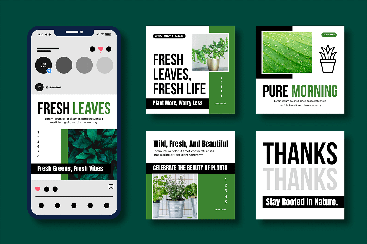 Botanical Social Media Post Template, a Social Media Template by MightyDesign (Photo 2 of 8)