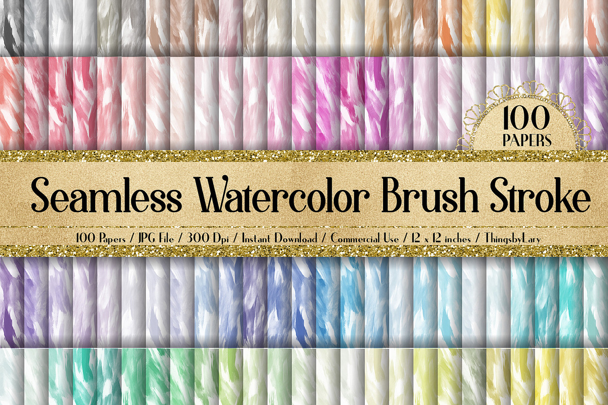 100 Seamless Watercolor Brush Papers, a Pattern Graphic by ThingsbyLary (Photo 2 of 10)