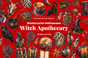 50 Cottagecore Witch Clipart PNG