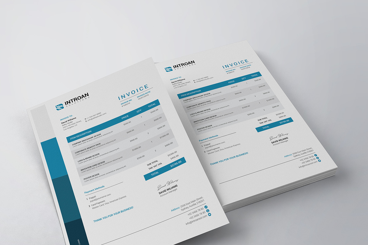 Modern Invoice Template, a Templates & Theme by Glassymart