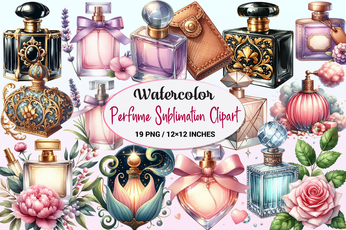 Watercolor Perfume Clipart., a Graphic by CitraGraphics (Photo 1 of 4)