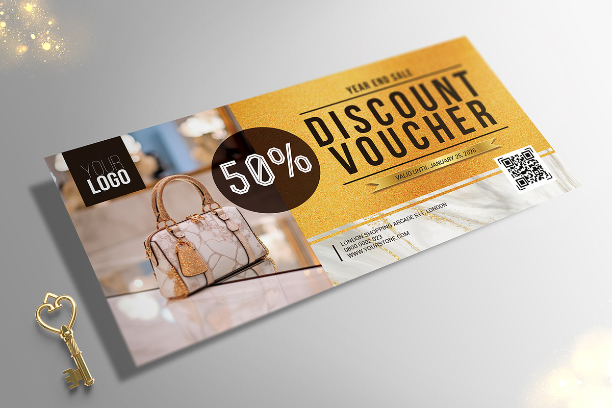 Golden Discount Voucher, a Card Template by Aarley Kaiven (Photo 2 of 4)