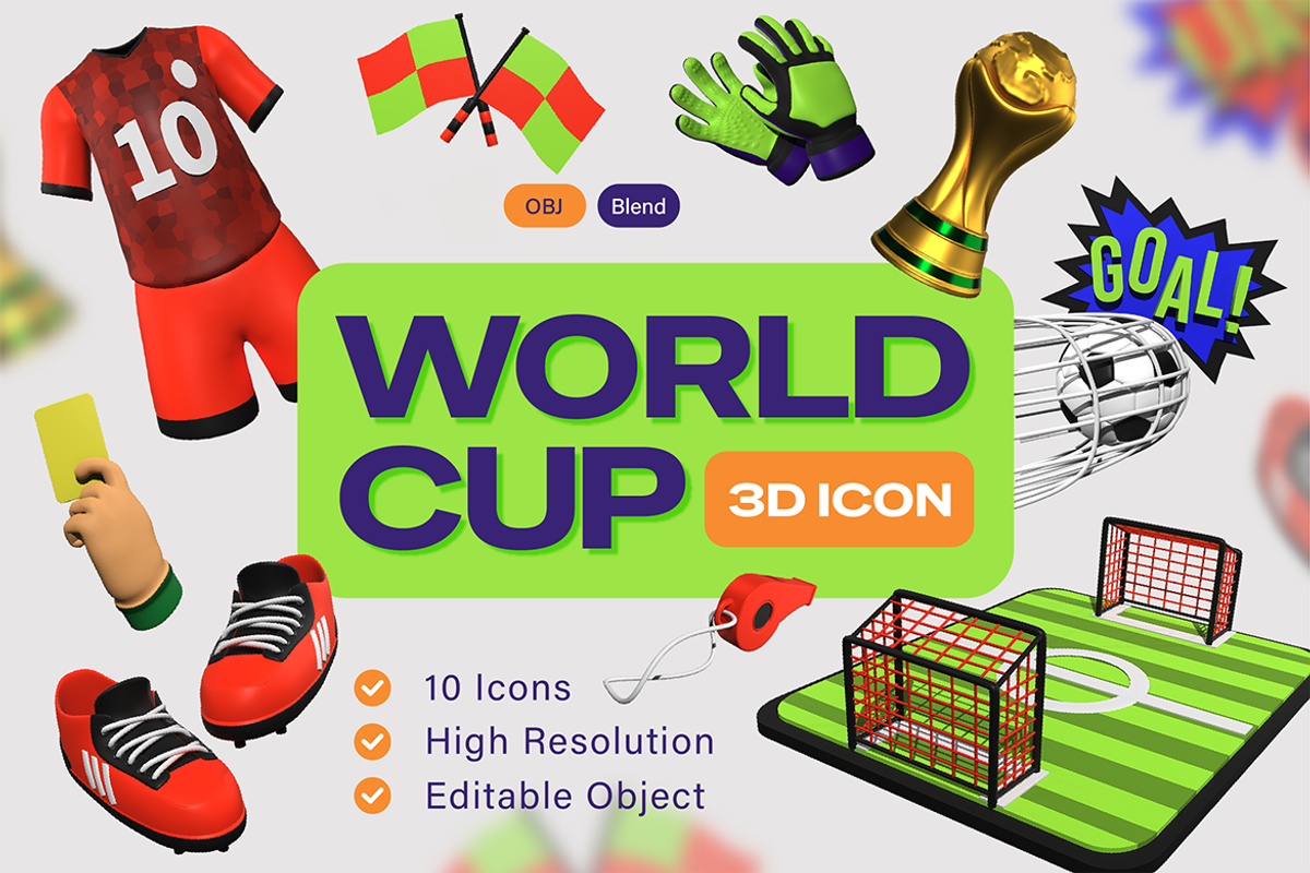 World Cup 3D Icon Pack, an Object 3D Model by Burntilldead (Photo 1 of 7)