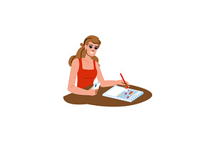 Woman scheduling business, a Person Illustration by pikepicture