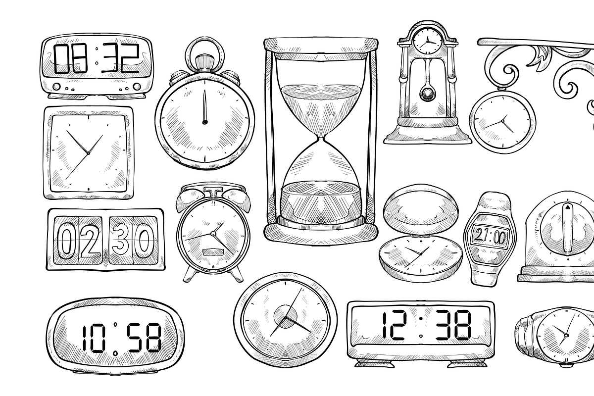 clock type handdrawn collection, an Object Graphic by nikagraphic