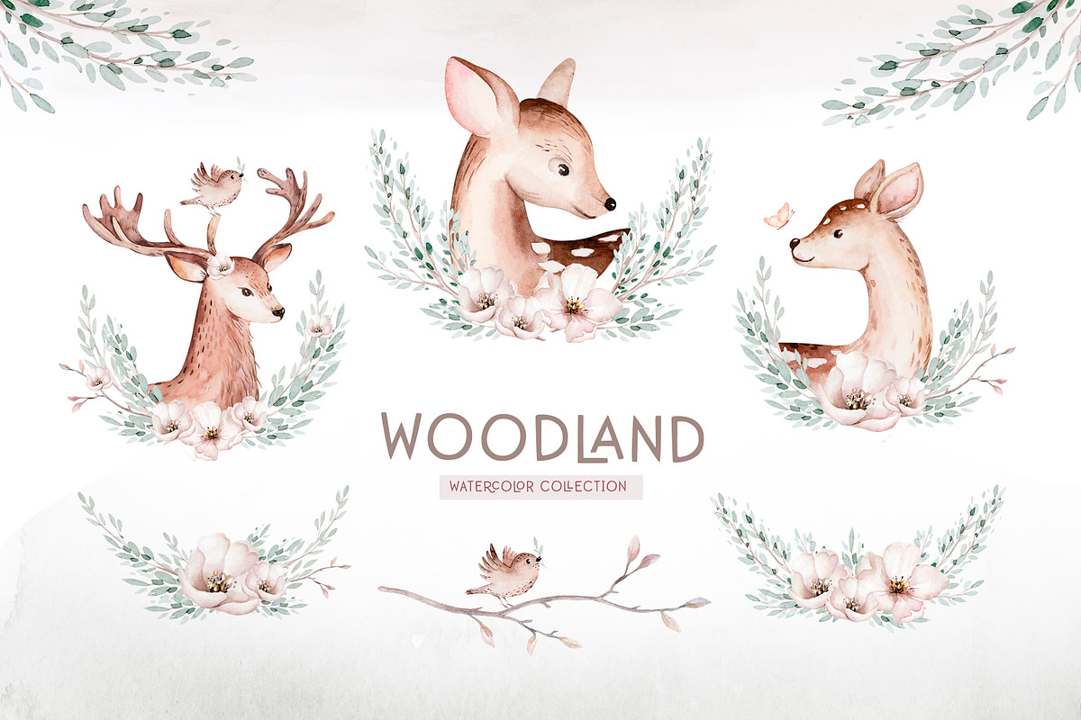 Watercolor woodland collection, an Animal Illustration by Peace ART (Photo 3 of 14)