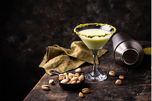 Pistachio creamy coctail martini or, a Food & Drink Photo by Yulia Furman