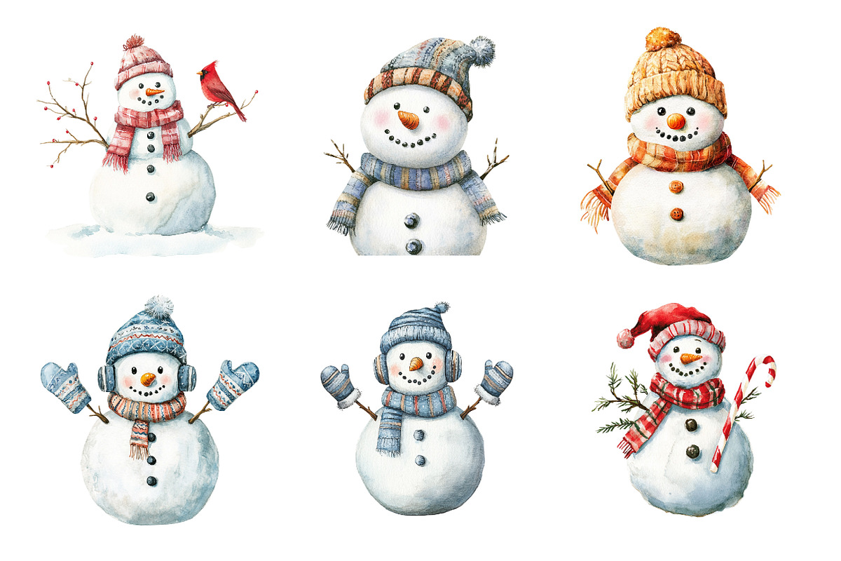 Christmas Snowman Clipart, an Illustration by Design Market (Photo 4 of 4)