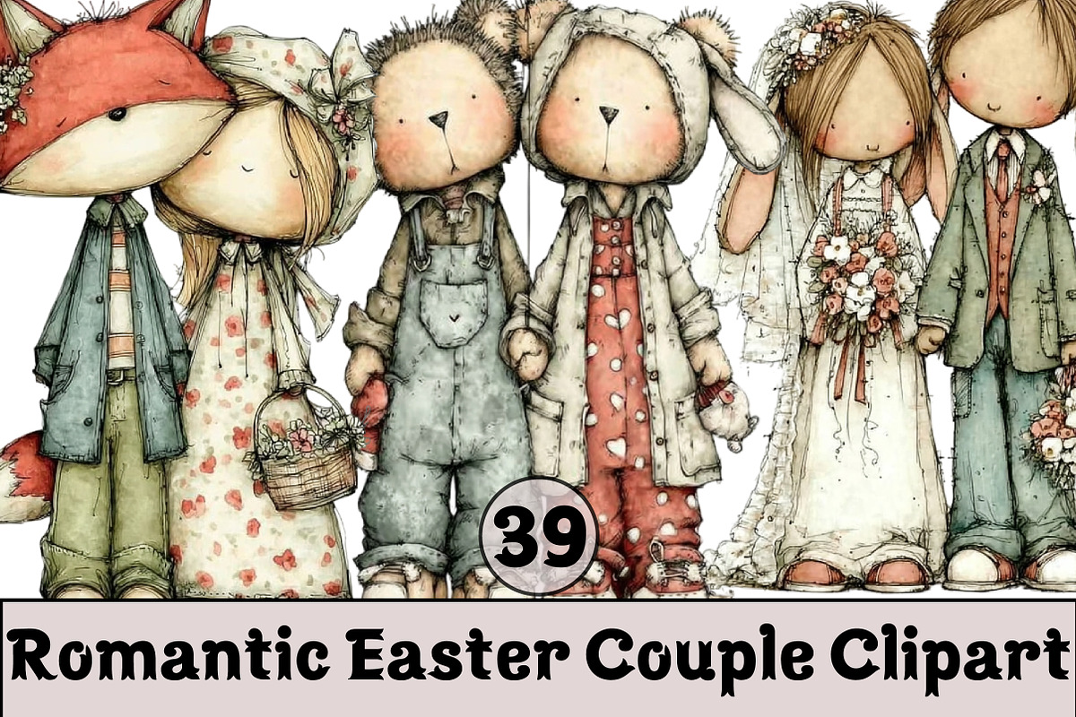 Romantic Easter Couple Clipart, an Illustration by Design Market (Photo 1 of 5)