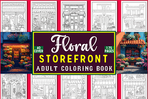 Floral Storefront Coloring Book Page, a Decorative Illustration by Coco Bloom