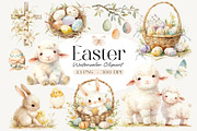 Watercolor Cute Easter Clipart, a Seasonal Illustration by Primrose Blume (Thumbnail 1 of 5)
