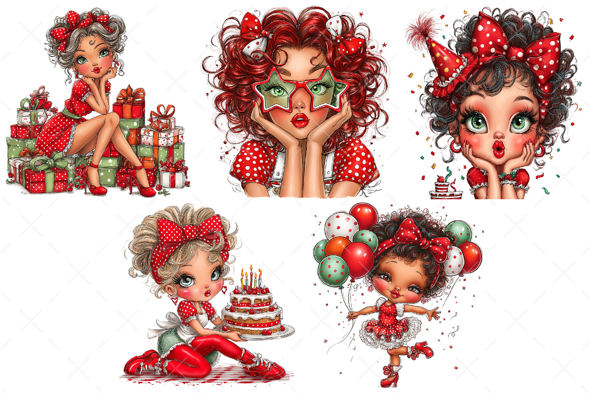 Funny Birthday Party Girl Bundle, an Illustration by Craft Nest (Photo 7 of 9)
