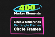 MARKER FRAMES & LINES / 400 PNG Elem, an Object Graphic by BORT GRAPHIC (Thumbnail 3 of 9)