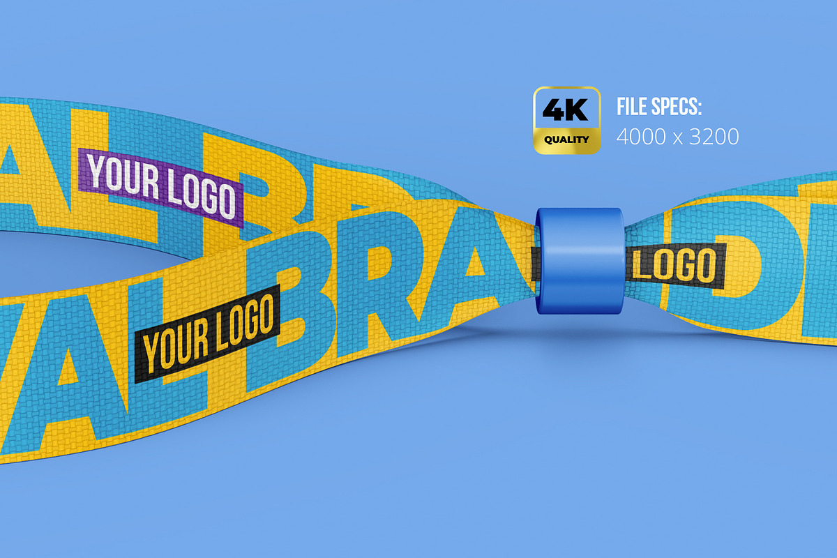 Fabric Wristband Mockup 350x15mm, an Apparel Mockup by easymock (Photo 4 of 8)