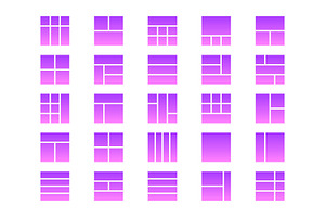 50 Layout Glyph Gradient Icon Set