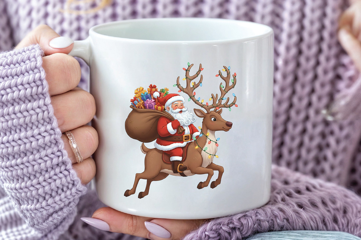 Santa Deer Hunting Christmas PNG, an Illustration by CraftArtStudio (Photo 3 of 4)