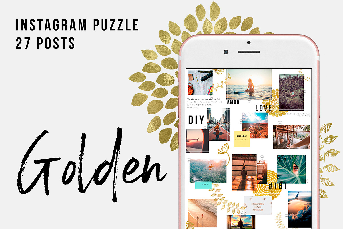 Golden Instagram Puzzle, a Social Media Template by Advina Store (Photo 1 of 5)