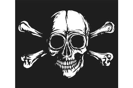 Vector white Skull with bones