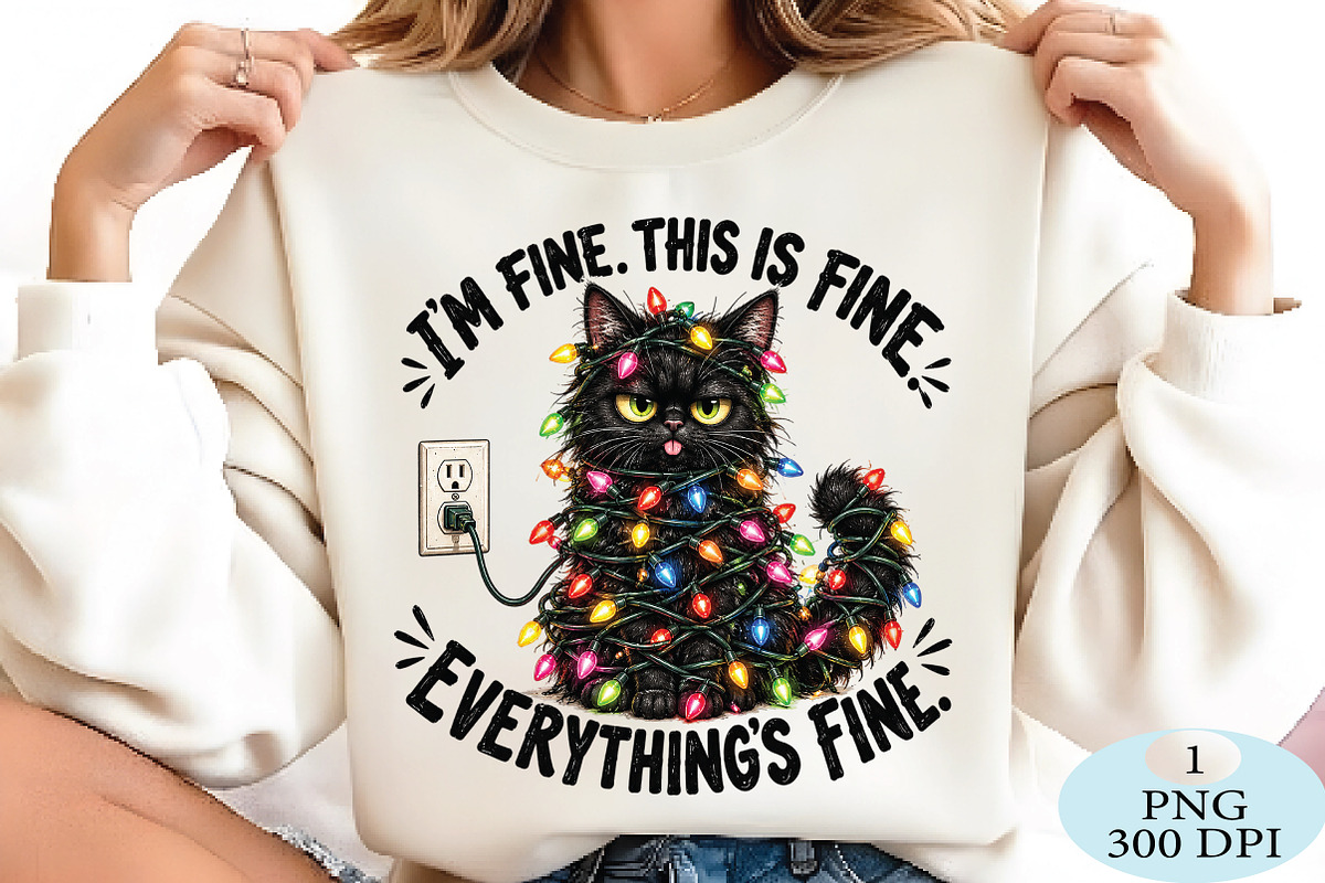 This Is Fine Christmas Cat PNG, a Seasonal Illustration by Daily.Designs (Photo 2 of 5)
