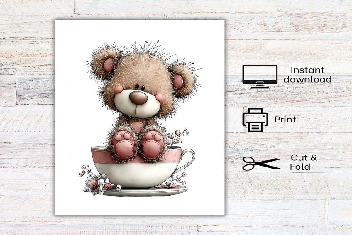 Watercolor Teddy Bear Clipart Bundle, an Illustration by Canvas Craft (Photo 8 of 8)