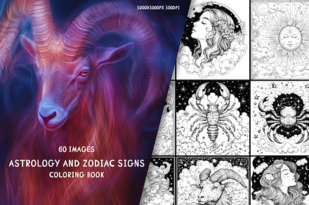 Astrology and Zodiac Signs. Coloring, a Decorative Illustration by Chikovnaya