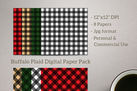 Buffalo Plaid Digital Paper 8 pack