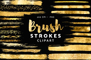 Gold Glitter Brush Strokes Clipart, a Texture Graphic by Nifty Template Studio (Thumbnail 1 of 4)