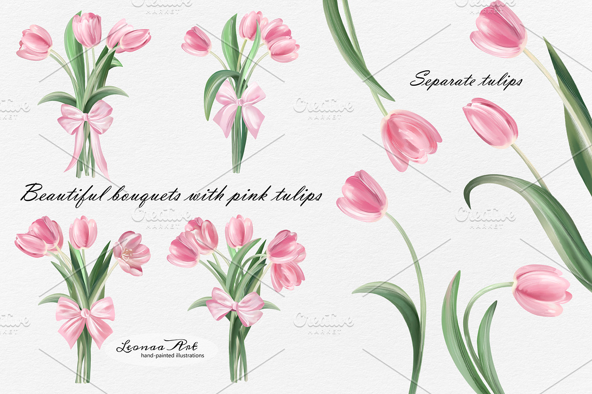 Tulips Clipart Set, a Seasonal Illustration by Leonaa art (Photo 3 of 8)