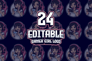 24 Logo gamer girl template, a Branding & Logo Template by tkzgraphic