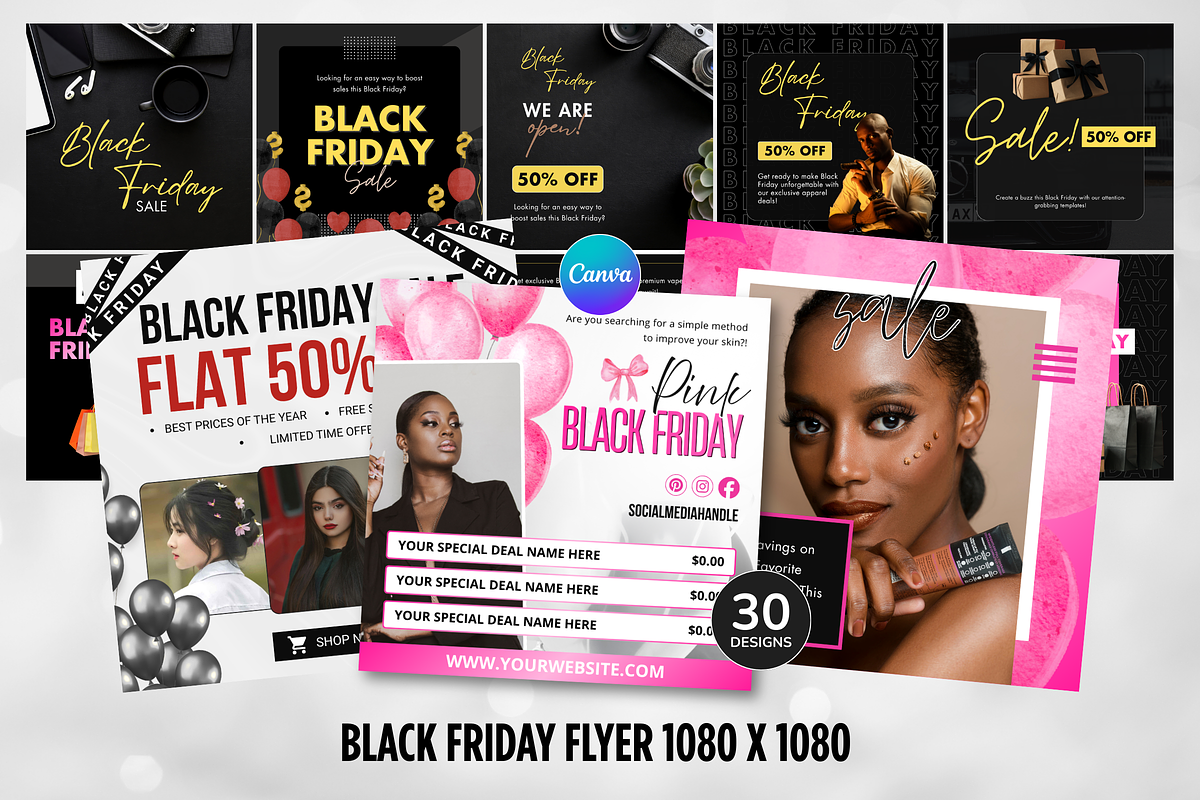 Black Friday Flyer Canva Template, a Social Media Template by Snapybiz (Photo 1 of 8)