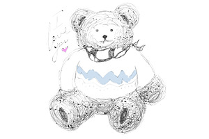 Cute Bear. Vector Hand Drawn Illustration With Lettering.