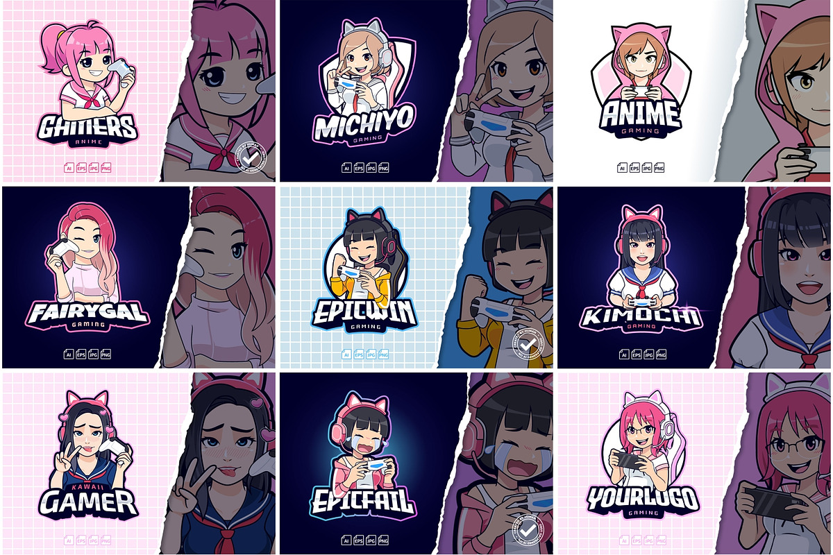 SALE! Gamer Girl Logo Bundle 95% OFF, a Branding & Logo Template by tkzgraphic (Photo 2 of 4)