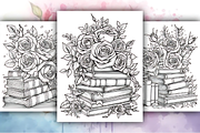 Books with Flowers Coloring Book, a Decorative Illustration by Design Station (Thumbnail 4 of 4)