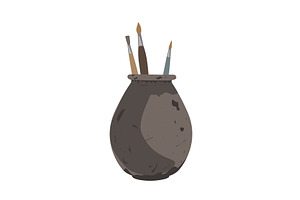 A vintage ceramic jug with a of, an Object Illustration by Toltemara