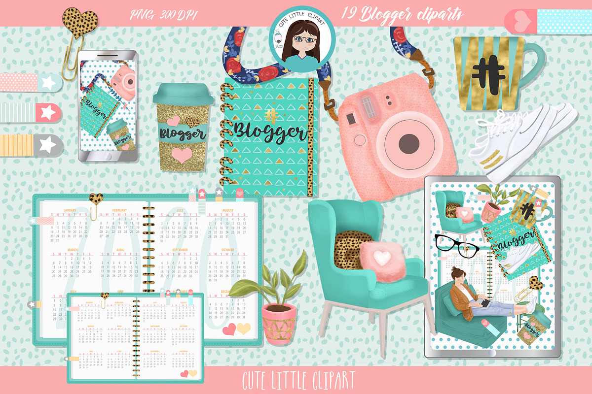 Blogger cliparts, an Object Illustration by Cute Little Workshop (Photo 3 of 3)