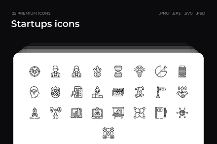 Startups icons, an Outline Icon by Wencory