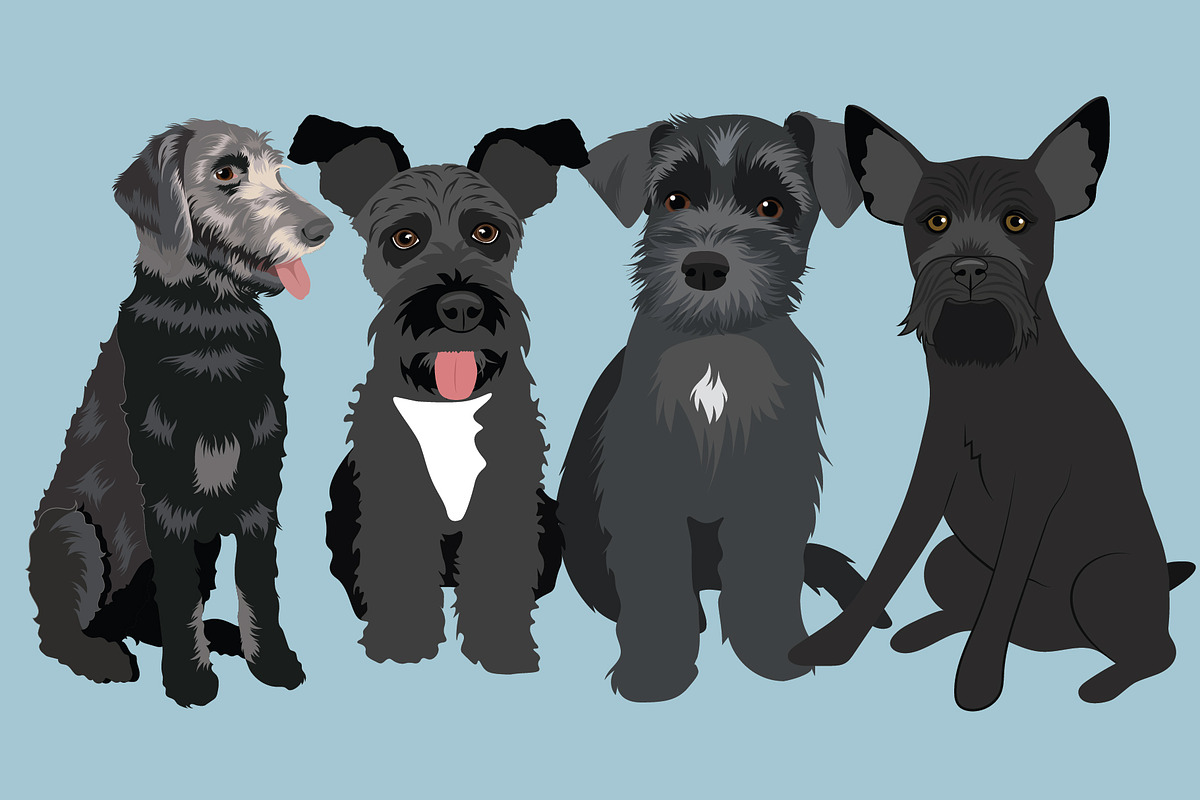Schnauzers Clip Art Vector Bundle, an Illustration by Putnam Road Art (Photo 2 of 4)