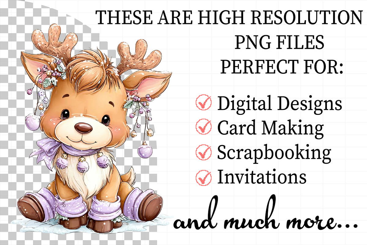 Funny Christmas Reindeer Clipart, an Illustration by Daily.Designs (Photo 2 of 5)