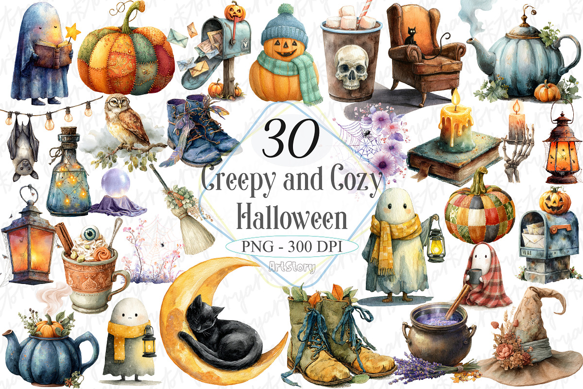 Watercolor Creepy and Cozy Halloween, a Graphic by designcity5 (Photo 1 of 5)