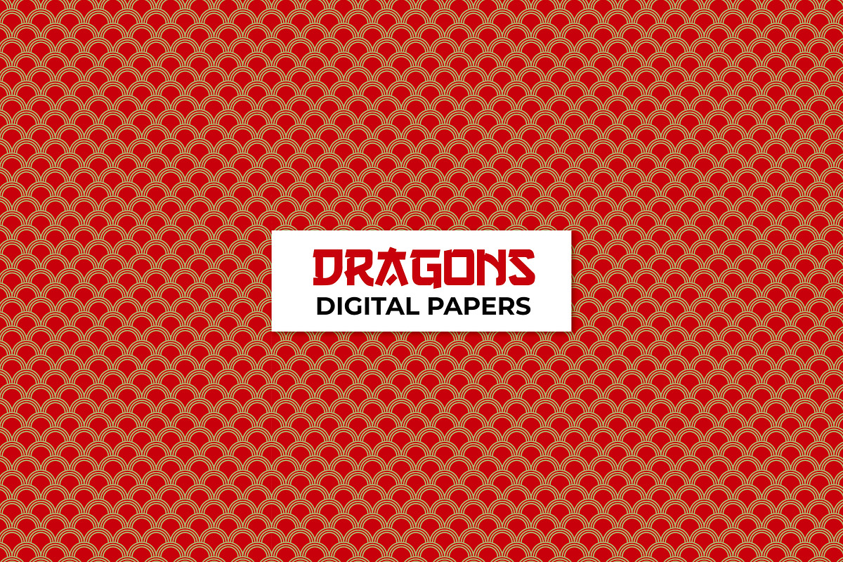 Chinese Dragon Digital Papers, a Pattern Graphic by ilonitta (Photo 9 of 13)