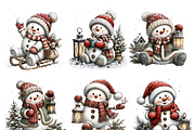 Whimsical Christmas Snowman Bundle, a Seasonal Illustration by Coco Bloom (Thumbnail 2 of 3)