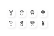 Succulents 16 Thin Line Icons Set, an Outline Icon by Alex Blogoodf (Thumbnail 2 of 5)