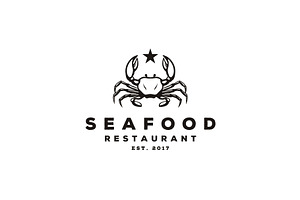 Vintage Crab Claws Seafood Logo