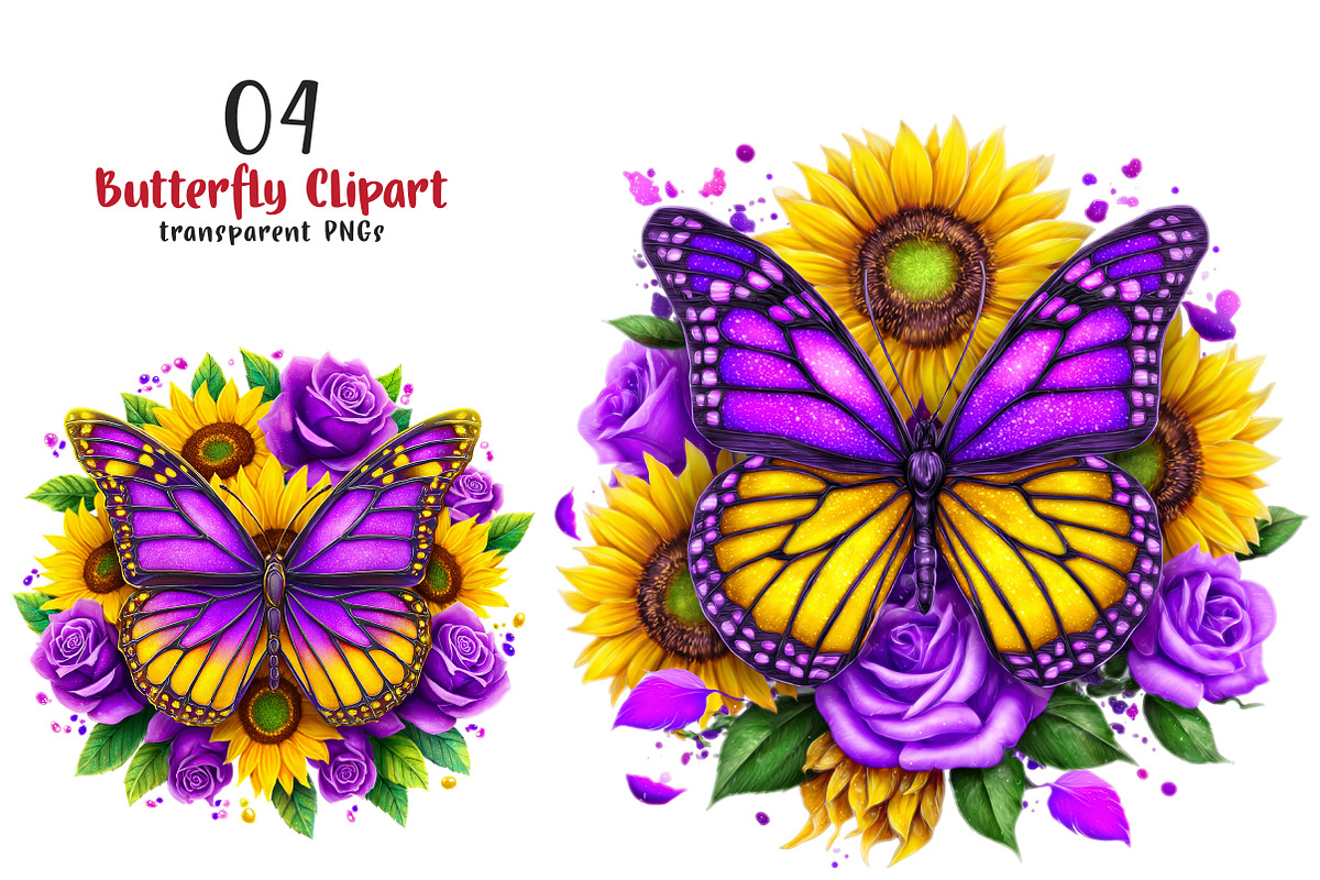 Butterfly Sublimation Clipart, an Illustration by SinaCreation (Photo 1 of 6)