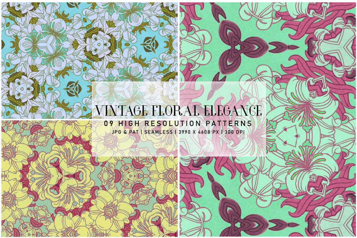 Vintage Floral Elegance, a Pattern Graphic by Digital Art Creations (Photo 2 of 7)