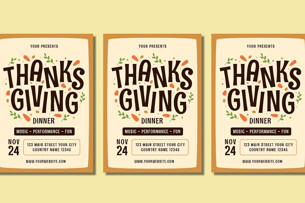 Thanksgiving Dinner Flyer Set, a Flyer Template by Patria Ari (P4tcreativa) (Photo 4 of 4)