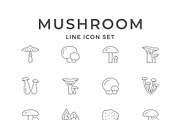 Set line icons of mushroom, an Outline Icon by motorama (Thumbnail 1 of 2)