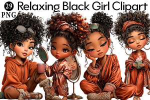 Relaxing Black Girl Clipart, an Illustration by Daily.Designs